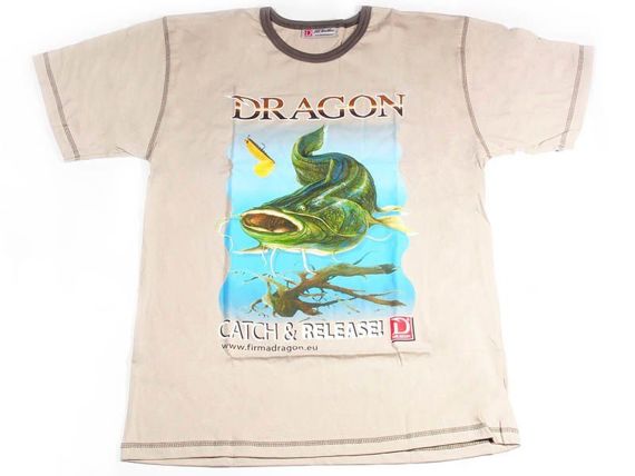Koszulka wędkarska, T-shirt Dragon Sum "Let's go fishing" - Sand